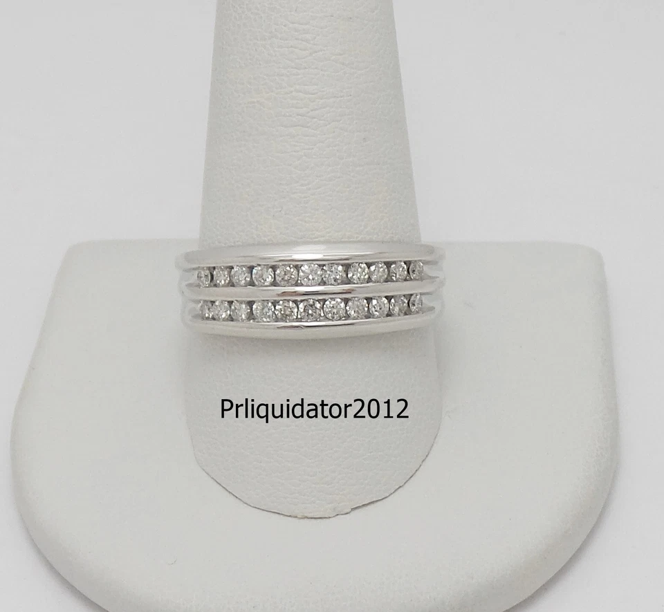 ANILLO DE BODA DE DIAMANTES NATURALES DE 1/2 QUILATE DE ORO BLANCO DE 10 K PARA HOMBRE Foto 2 de 4