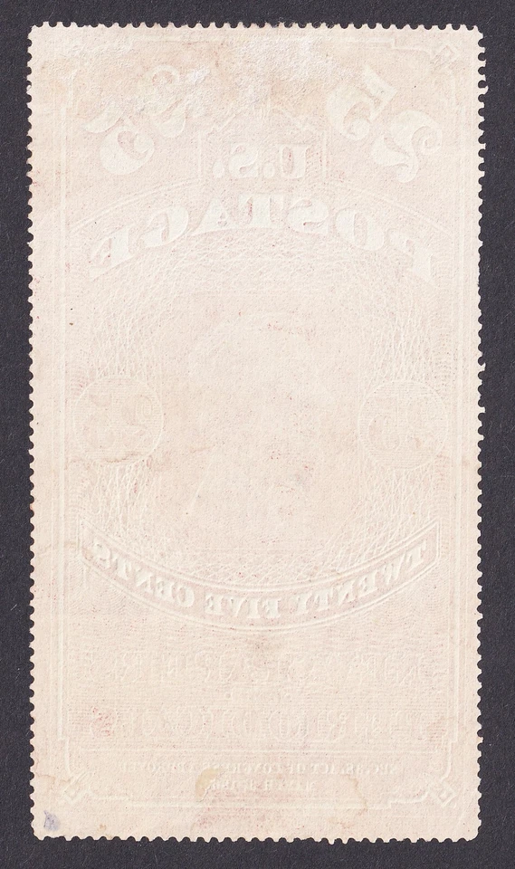 US Scott PR3(a), 1865 Newspapers Periodicals, 25c carmine red, UNUSED NG - Image 2 of 2