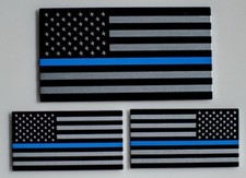 3D ALUMINUM Blue Lives Matter Thin Blue Line American Flag Sticker Decal BUNDLE