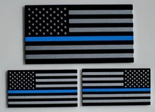 3D ALUMINUM Blue Lives Matter Thin Blue Line American Flag Sticker Decal BUNDLE