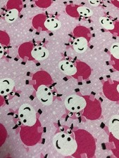 Tossed Cows Novelty Pink Background Unbranded Cotton Fabric 42 x 60