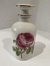 Paris Porcelain Large Perfume Vanity Bottle Pink Rose 7  Tall READ