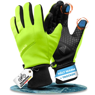 MIVELO Fahrradhandschuhe Winter Handschuhe wasserfest winddicht gelb