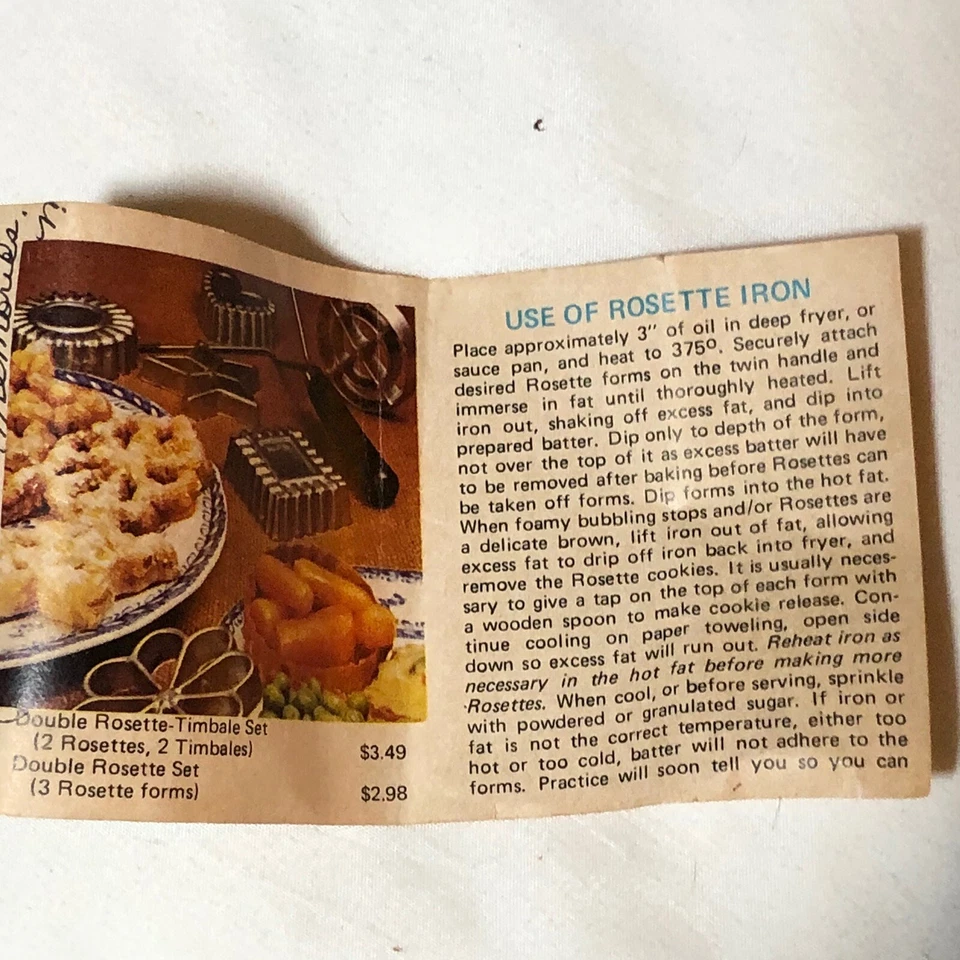 Juego de 4 moldes de hierro timbal roseta pastelera Nordic Ware vintage con manual Foto 4 de 4