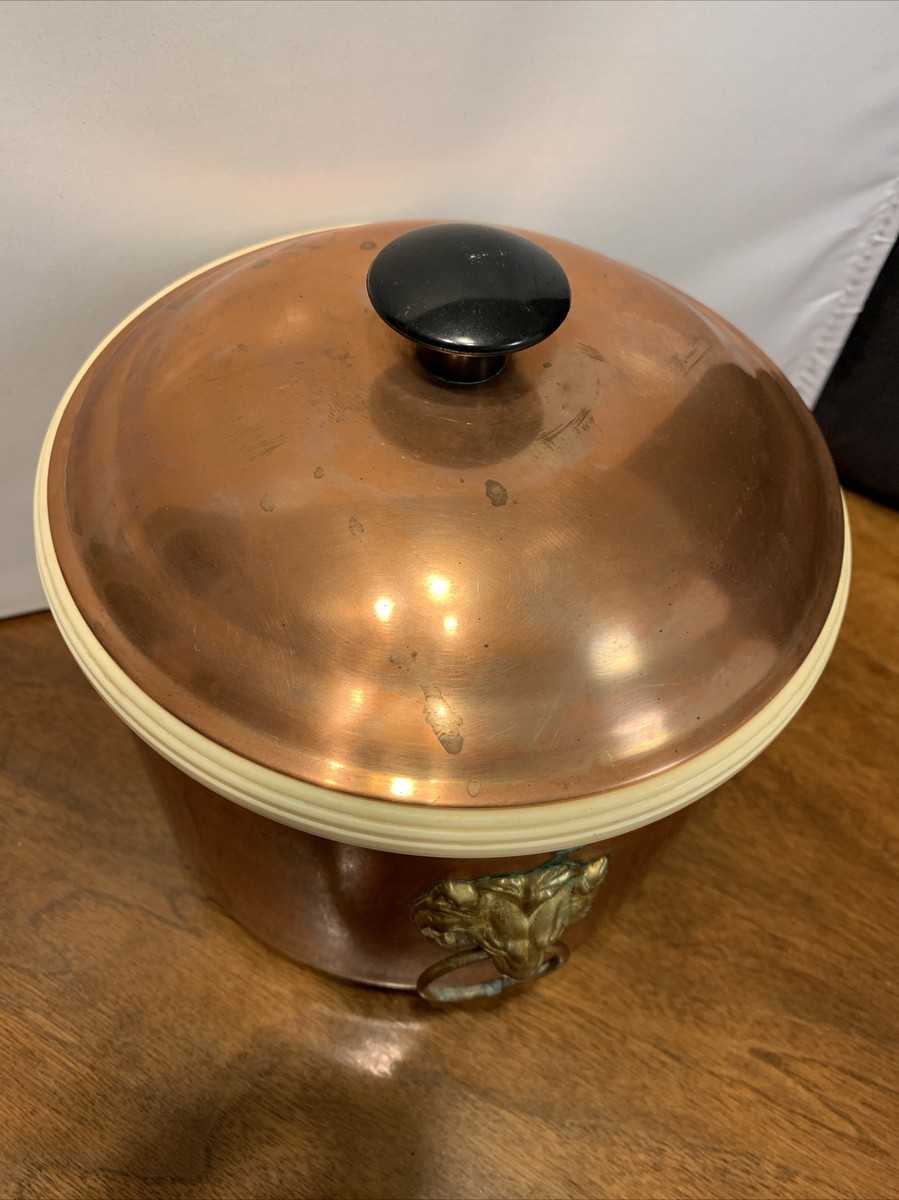 Vintage 1970s Copper Ice Bucket With Brass Lion Head Handles C6 | eBay