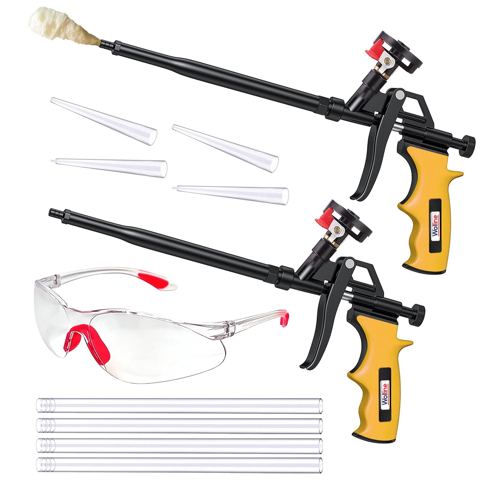 Wolline Spray Foam Gun Insulation 2 x Foam Gun / 4 Nozzle Foam Spray Gun Tefl...