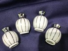 4 IRICE hand painted PORCELAIN SALT + PEPPER SHAKERS vintage SILVER & WHITE — photo 9