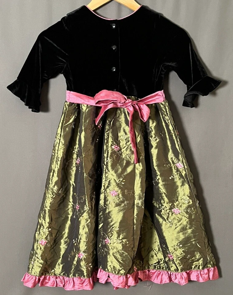 Vestido de Fiesta Jona Michelle Terciopelo Negro con Falda Rosa Talla 6X Foto 3 de 4