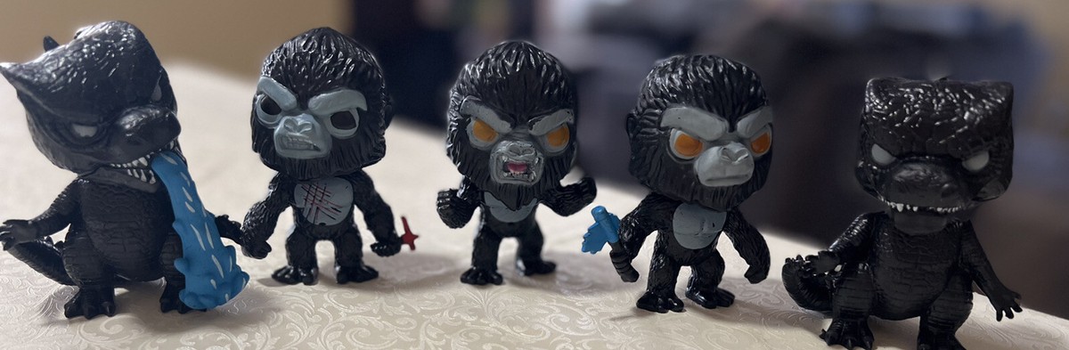 Set Of Godzilla Vs King Kong Bobblehead 4” Figure Collection