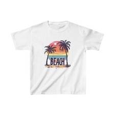 Beach Bum Palm Trees Kids Heavy Cotton  Tee