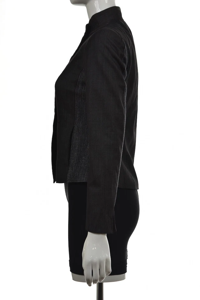 Blazer Worth Mujer Talla 2 Negro Gris Rojo Rayas Manga Larga Lana Chaqueta Informal Foto 3 de 4