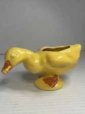 Vintage Yellow Pottery Duck Planter 7 x 4"