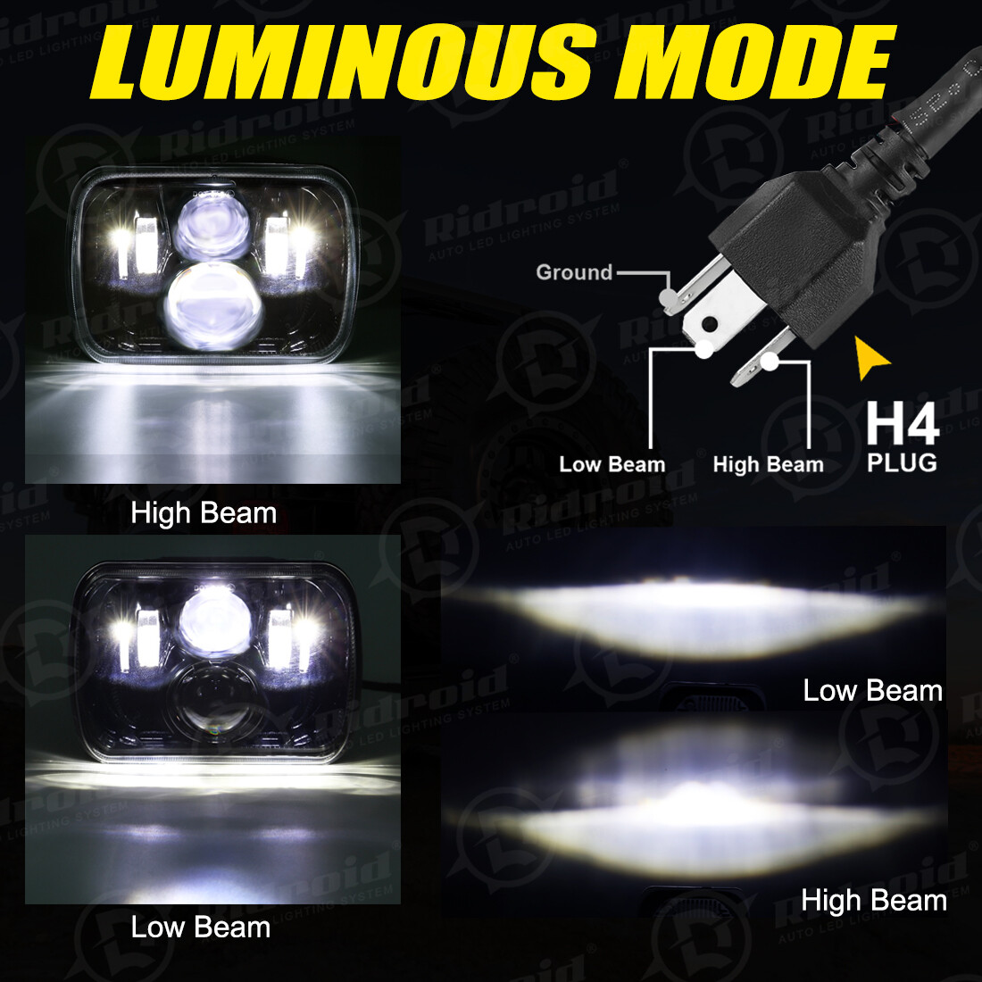 Black 5x7 7x6''inch LED Headlight Hi-Lo Beam For Nissan Pickup Hardbody D21