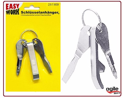 Easy Work Schlüsselanhänger, mit 2 Schraubendrehern und Flaschenöffner, silber