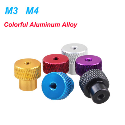 M3 M4 Knurled Nut Aluminum Cylindrical Thumb Adjustment Nuts Grip Knob With Hole