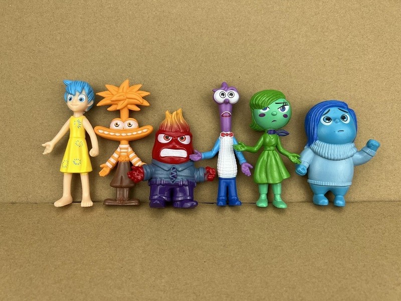 6Pcs Inside Out Joy Riley Anxiety Sadness Action Figure Toy Doll Car Cake Model