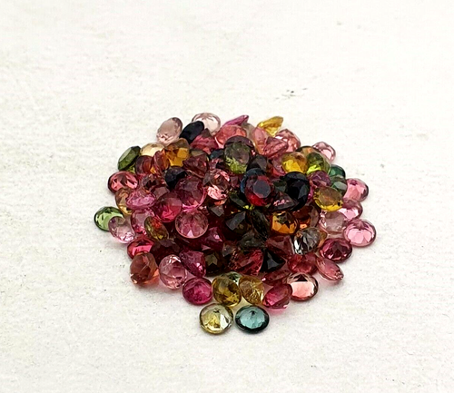 AA Quality Natural Multi Tourmaline Round Cut Loose Gemstone Lot 50 Pcs 3.50 MM - Picture 3 of 4