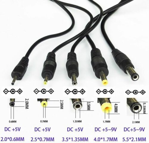 Puerto macho USB A 5,5 mm / 2,0 mm 5 V cañón de CC conector cable de alimentación cable Yc - Imagen 1 de 17