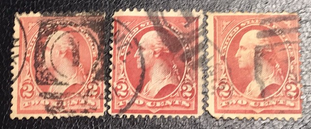 USA Briefmarke/stamp. 3x Color Washington 2c 1894 . Rosa Karminrot Und Karmin JV9985 USA Briefmarke/stamp. 3x Color Washington 2c 1894 . Rosa Karminrot Und Karmin JV9985