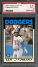 1986 TOPPS TIFFANY 782 KEN LANDREAUX PSA MINT 9 Pop 1, 1 Graded Higher 