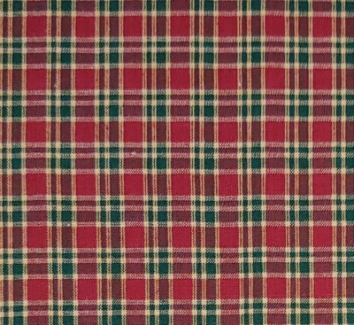 Christmas HOMESPUN Fabric Cotton 49 Red Dark Green Nat BY THE YARD Continuous