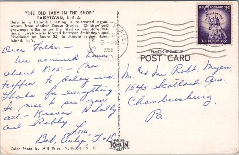 Middle Island, Long Island NY Postcard FAIRYTOWN, U.S.A. "Old Lady in