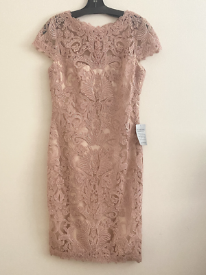 NEW Tadashi Shoji Size 6 Light Pink Blush Lace Dress Short Sleeve 