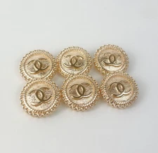 CC Designer Vintage Designer Gold Detailed Button STAMPED | 6 PC Bundle 20mm