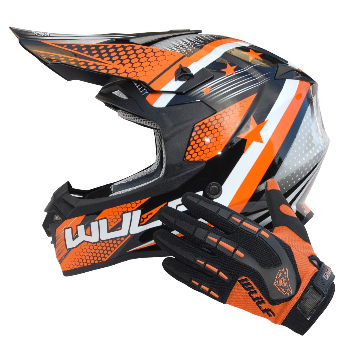 Wulfsport Off Road Pro Motocross Helmet Attack Gloves Adult - View #11
