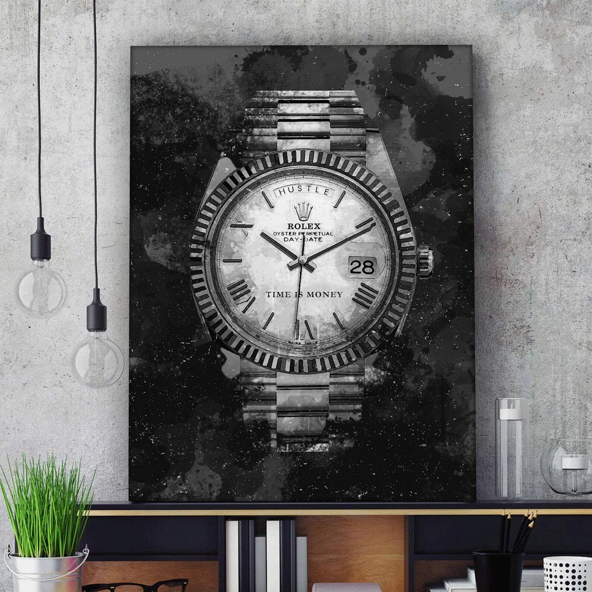 Luxury Watch Rolex Wall Art Canvas Print Office Decor Hustle Entrepreneur Modern