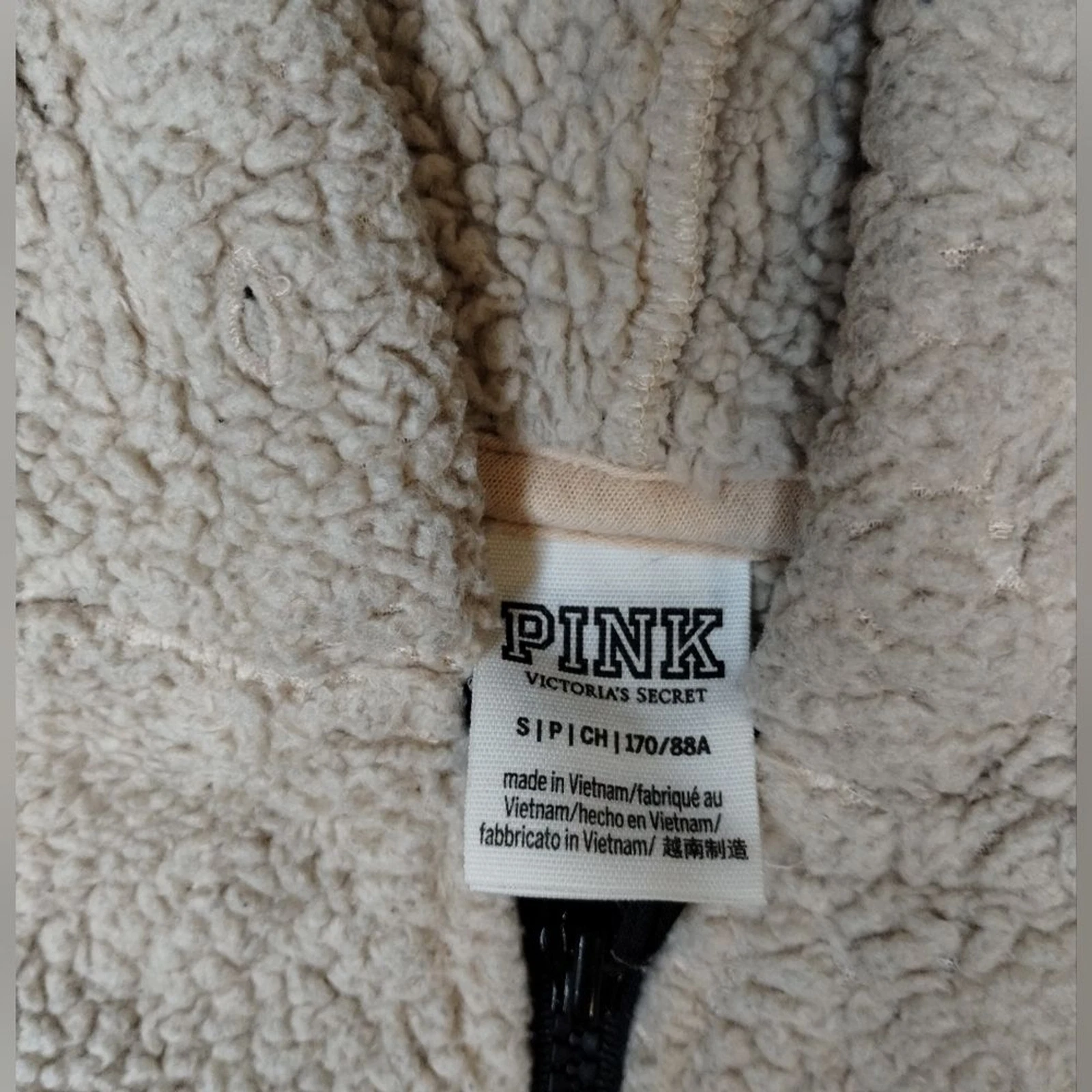 UNDERCOVER Felpa con cappuccio Sherpa rosa Victoria Secret pullover beige taglia S small