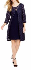 Women  s Formal Jacket Short Dress Plus Size 10 Navy CONNECTED Long Sleeve NWT