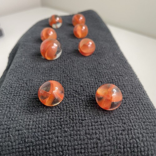 Vintage Marble King Nine Cats Eye Marbles Red Transparent Lot Different Sizes - Picture 3 of 9