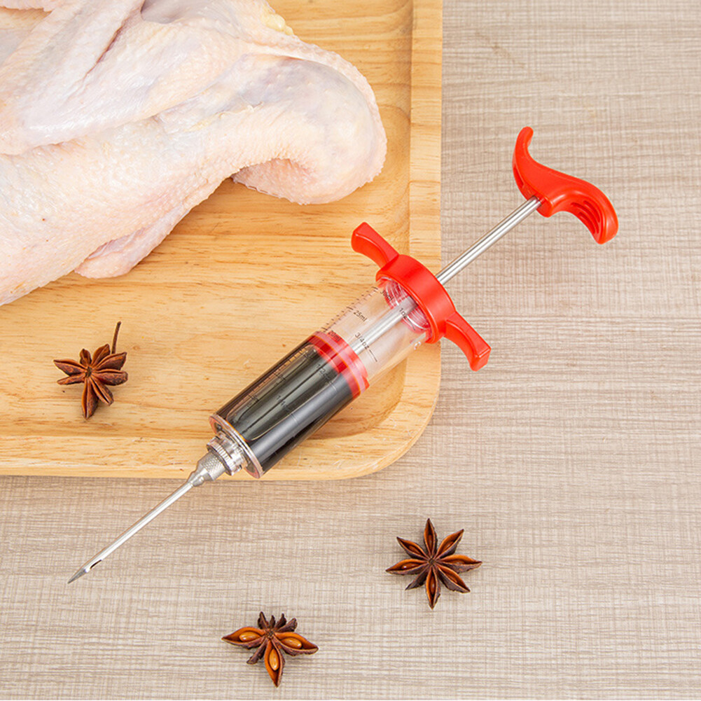 BBQ Meat Flavor Juice Injector Kithen Marinade Stainless Steel Needle