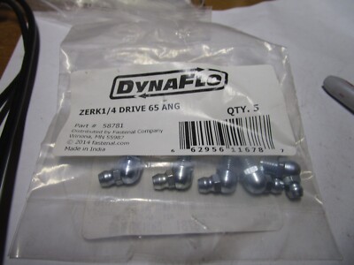 DynaFlo  1/4''- 65° Steel Yellow Zinc Drive Grease Fitting With Ball Check QTY 5