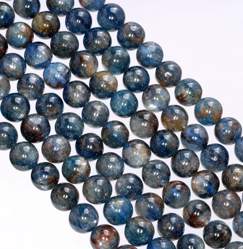 CUENTAS SUELTAS REDONDAS PIEDRAS PRECIOSAS CIANITA AZUL OSCURO 7 MM 15,5" - Imagen 3 de 4