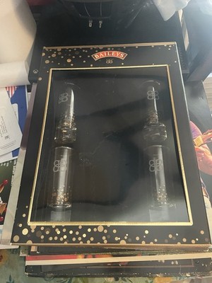 Vintage Baileys Irish Cream Shot Glass Gift Set - 4ct Gold Dot Tall Shot Glasses