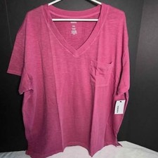 Sonoma Women's T-Shirt, V-neck w/ Pocket, Wine Color, XXL, NWT