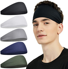 Sports Headbands for Men 5 Pack ,Moisture Wicking Workout Headband, Sweatband H