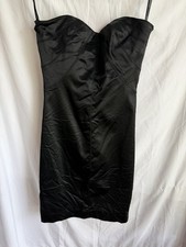BEBE Mini Dress Women  s Black Satin Back Zip Strapless Cocktail Y2K Vintage S
