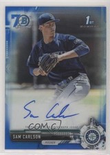 2017 Bowman Draft Blue Refractor 70th Anniversary 56/70 Sam Carlson Auto 8k4