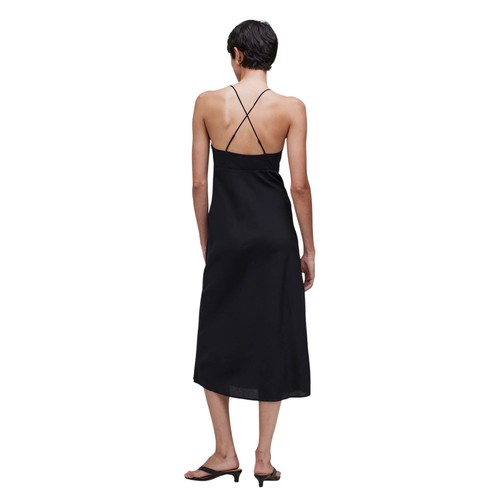 Vestido midi Madewell negro sin cordones talla 10 cuello en V correas ajustables nuevo sin etiquetas - Imagen 3 de 9