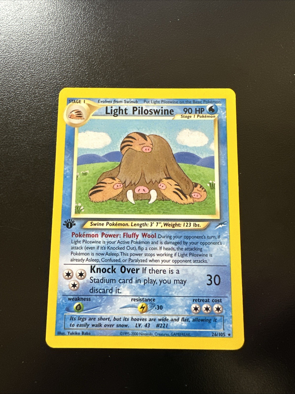 Light Piloswine 1st Edition 26/105 Neo Destiny Vintage Pokemon Card WOTC TCG LP