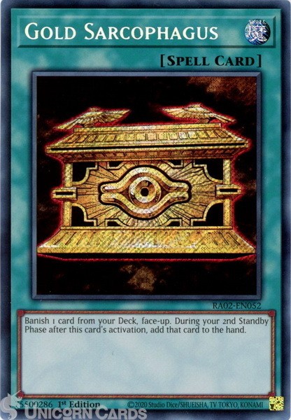 RA02-EN052 Gold Sarcophagus : Secret Rare 1st Edition YuGiOh Card