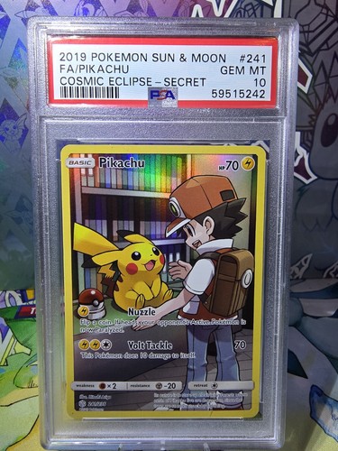 Pikachu (Secret) 241/236 Sun & Moon Cosmic Eclipse Holo PSA 10 Pokemon TCG
