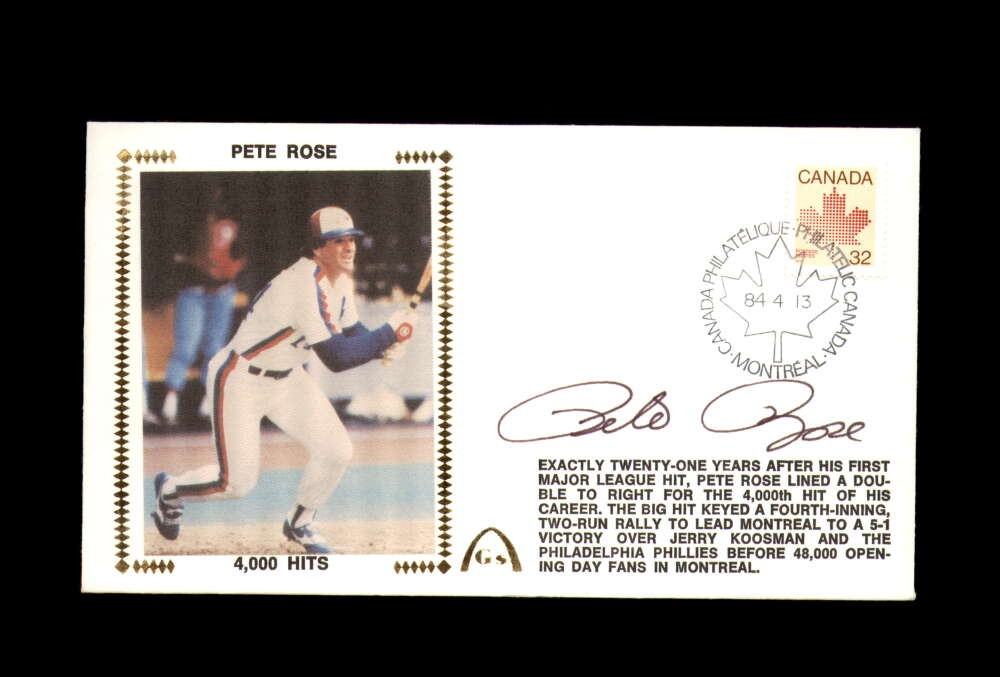 Pete Rose PSA DNA Signed FDC 1984 First Day Cover Cache 4000 Hits Autograph
