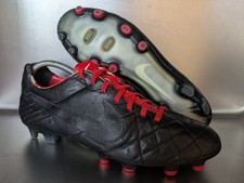 Nike Tiempo Legend IV FG Size 44 * UK 9 Black Blackout Leather Football Boots