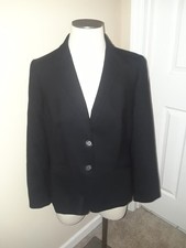 Women's Talbots Black Wool Blend Career Blazer Jacket Size 12