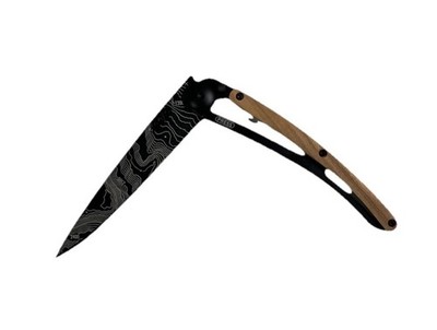 Deejo Knife Olive Wood Topography 27G Ultra Light Z40C13 StainlessSteel Open Box
