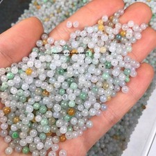 Natural Grade A Jadeite Round 3-3.5mm Width Loose Beads 100pcs - Wholesale